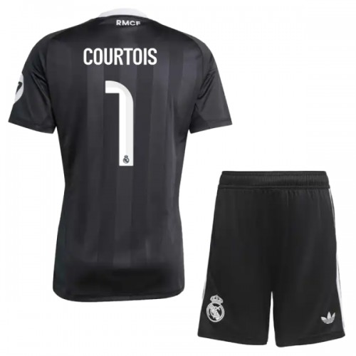 Virallinen Fanipaita + Shortsit Maalivahdin Real Madrid Courtois 1 2025-26 Musta - Lasten Virallinen Fanipaita + Shortsit Maalivahdin Real Madrid Courtois 1 2025-26 Musta - Lasten